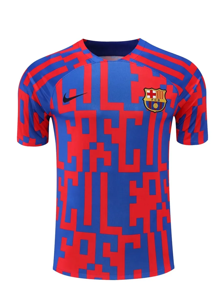 2022/2023 Barcelona Jersey Training Wear Red And Blue Texture — main view