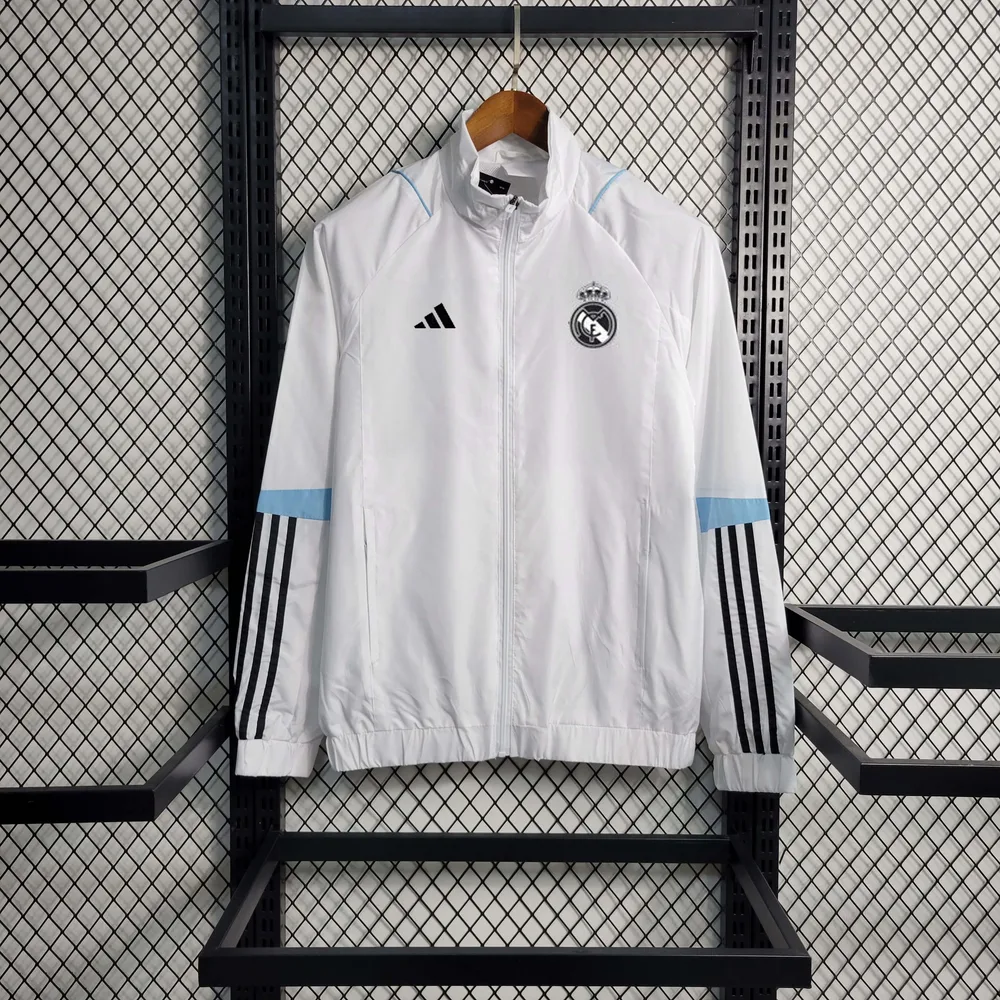 2023 Real Madrid Fußballtrikot Windjacke weiß Thai-Qualität — main view