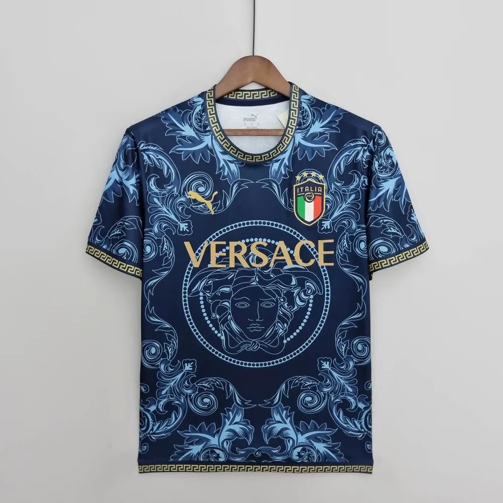 2022 Italy Commemorative Edition Blue Soccer Shirt — main view