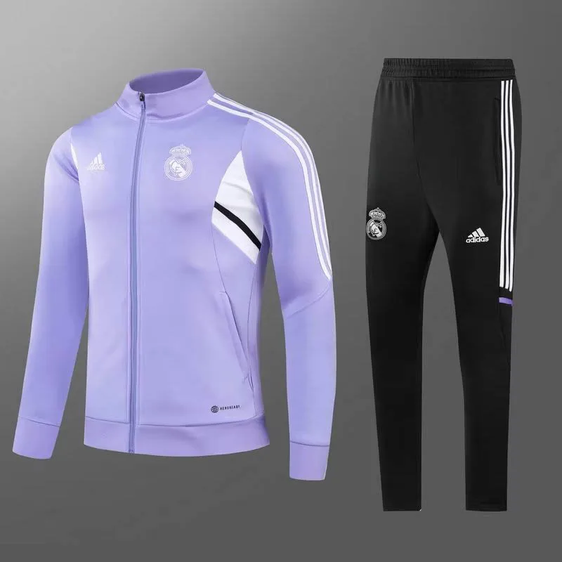 2022/2023 Real Madrid Long Zipped Jacket Purple Football Shirt Set — main view