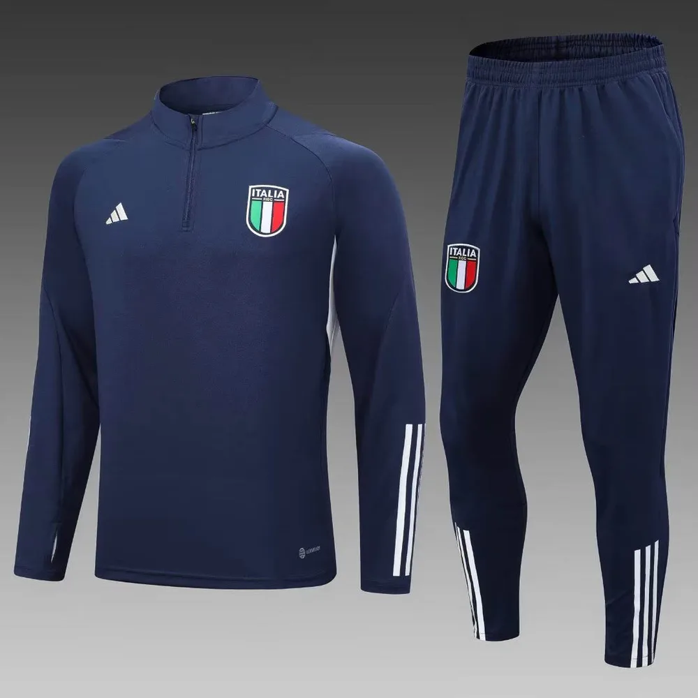 2023 Italy Half-Pull Training Suit Royal Blue Soccer Shirt Set — main view