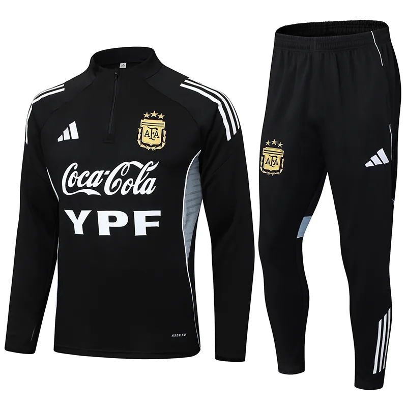 2025/2026 Argentina Half-Pull Training Suit Black Jersey Set — main view