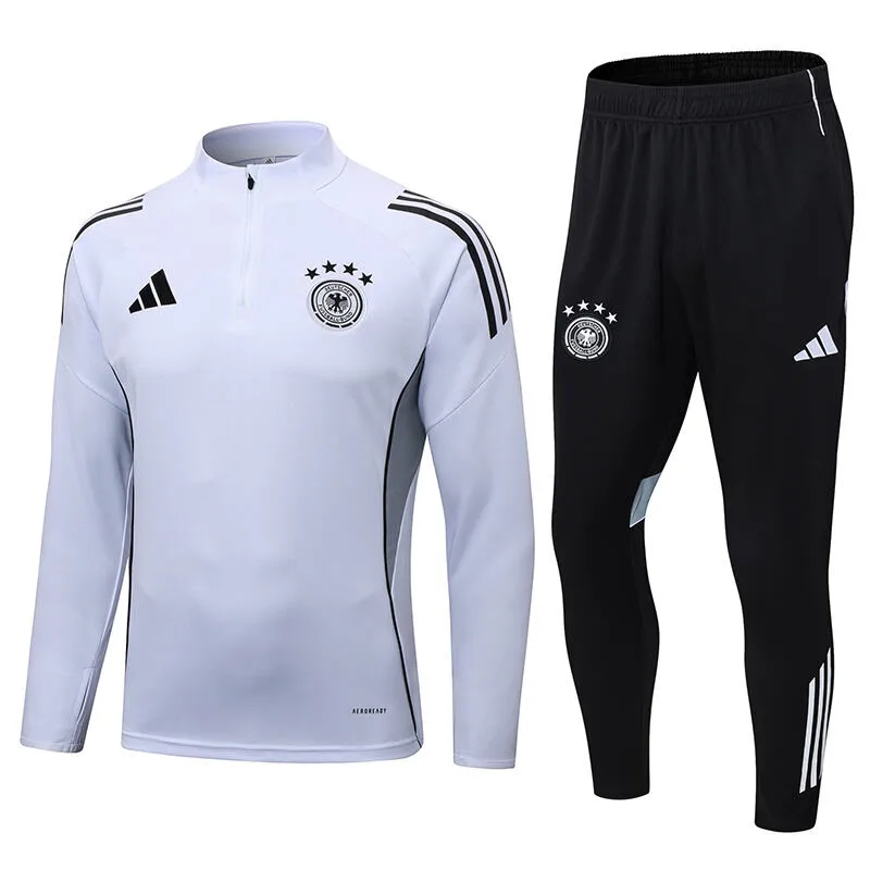 2025/2026 Germany Half-Pull Training Suit White Jersey Set — main view