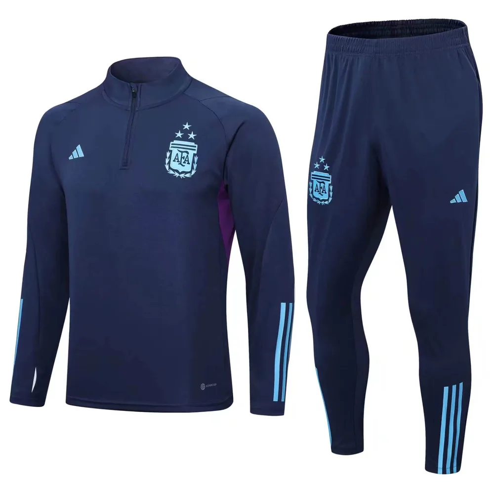 2022 Argentina Half-Pull Training Suit Royal Blue Jersey Set — main view