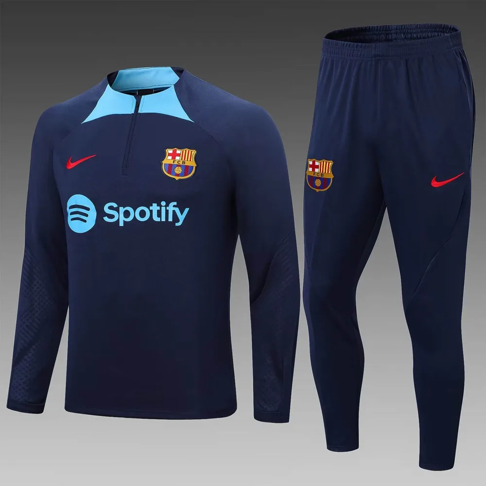 2022/2023 Barcelona Half-Pull Training Suit Dark Blue Jersey Set — main view