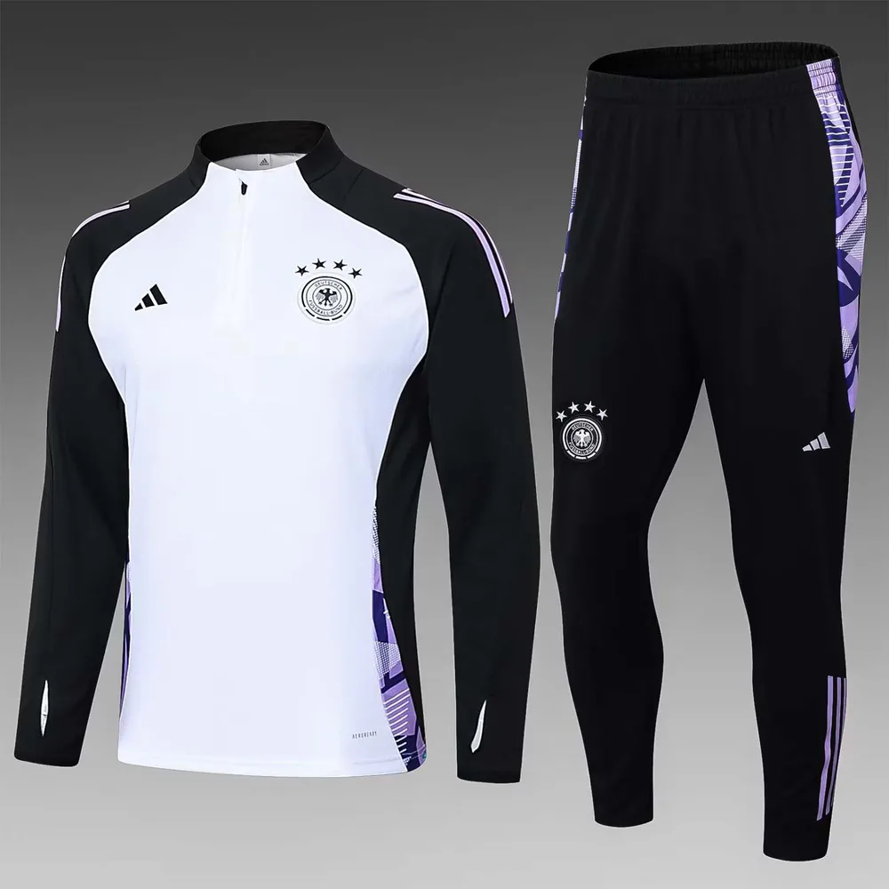 2024-2025 Germany Half-Pull Training Suit White Jersey Set — main view