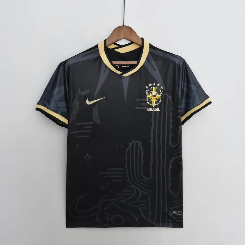 2022 Brazil Special Edition Black Soccer Jersey — main view