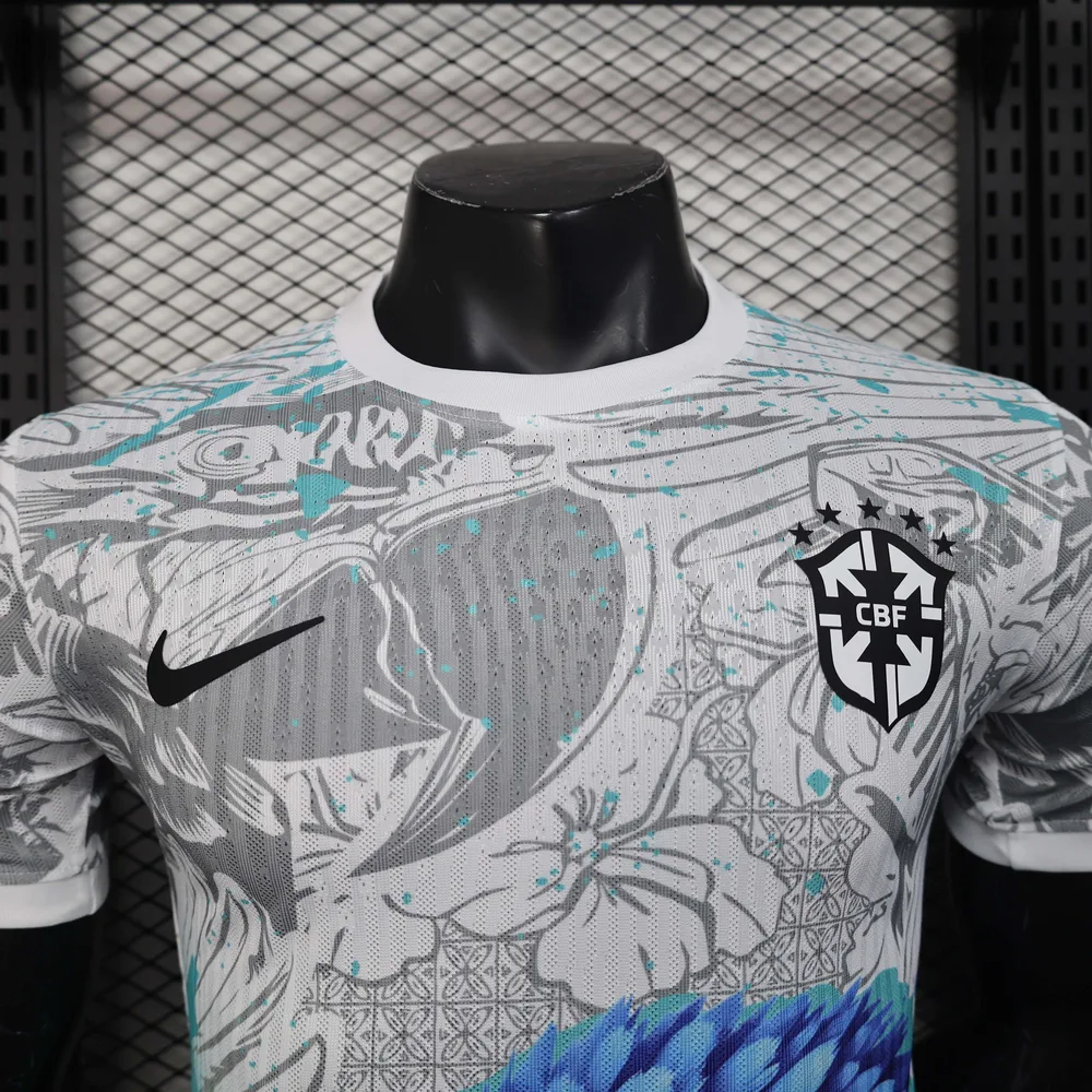 2025 Player Version Brazil Special Edition White and Blue Football Shirt 1:1 Thai Quality