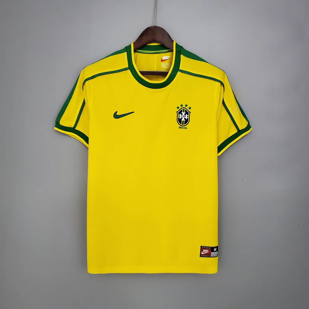 1998 Retro Brazil Soccer Jersey Home — main view