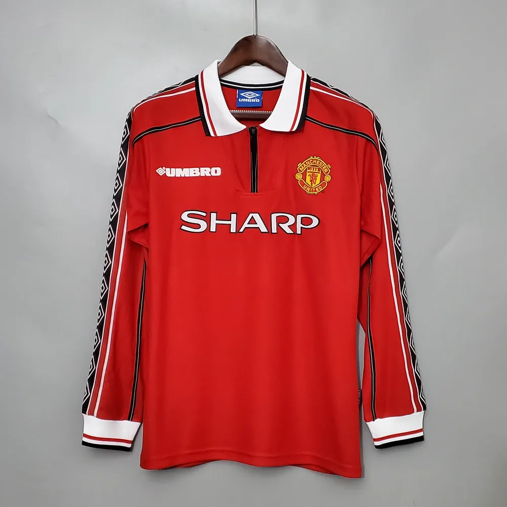 1998-1999 jersey Long Sleeve Manchester United Home Football Shirt 1:1 Thai Quality