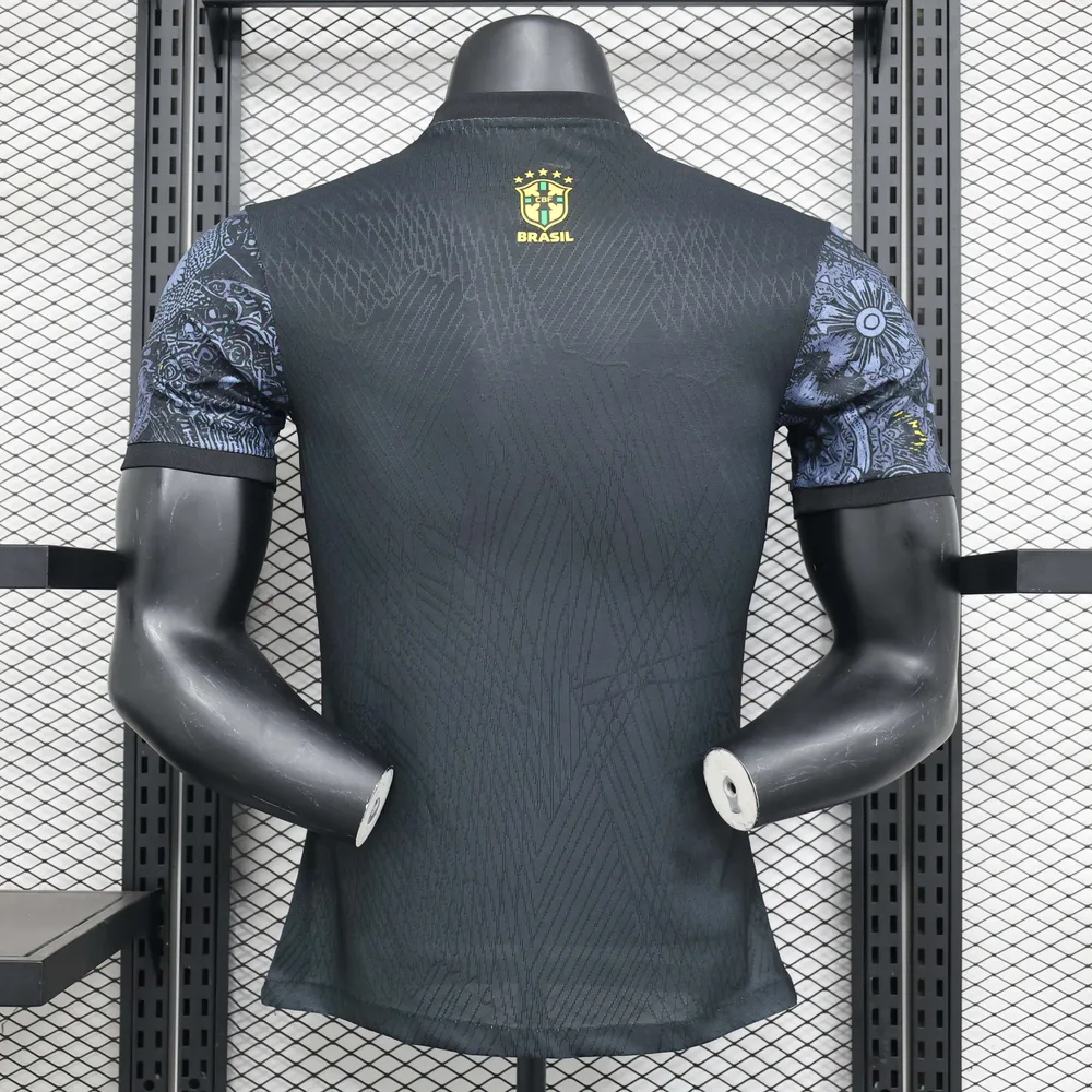 2024 Player Version Brazil Special Edition Jesus Black Gray Soccer Jersey 1:1 Thai Quality