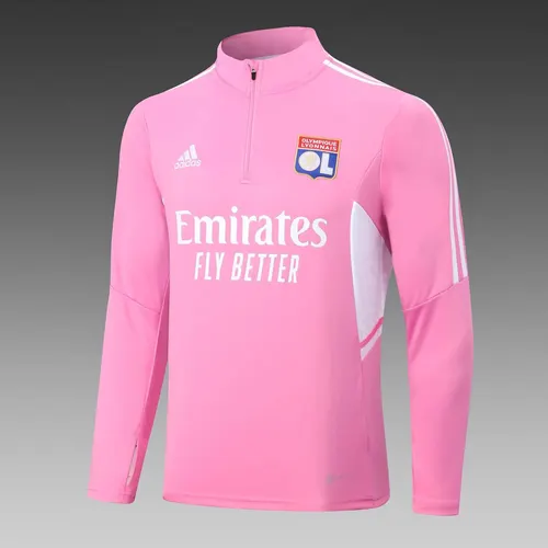 2022/2023 Lyonnais Half-Pull Training Suit Pink Football Shirt Set — view 3