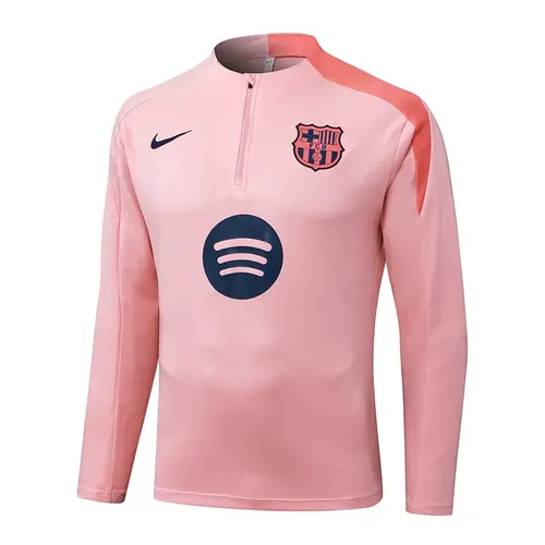 2025/2026 Barcelona Half-Pull Training Suit pink Jersey Set — view 3