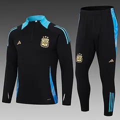 2024-2025 Argentina Half-Pull Training Suit Black Jersey Set — view 1
