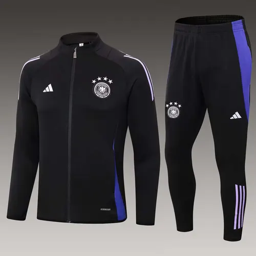 Veste zippée longue Allemagne 2024 Noire Ensemble maillot de football AAA qualité fan