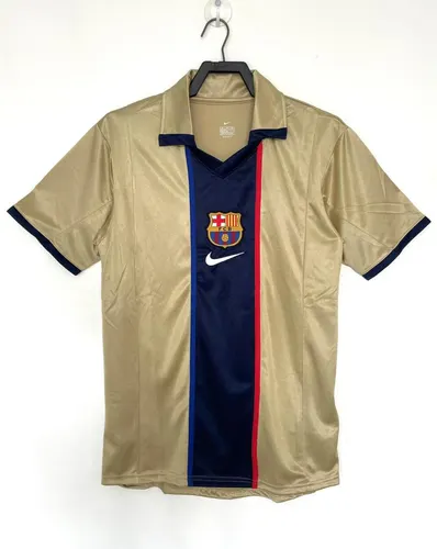 2001/2002 Camisa de Futebol Visitante Retrô Barcelona Qualidade Tailandesa