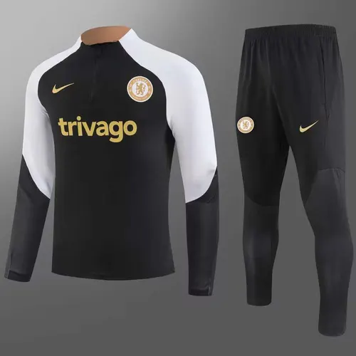 2023/2024 Chelsea Half-Pull Training Suit Black Football Shirt AAA fan-grade Set