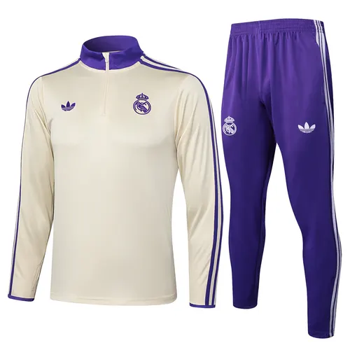Conjunto de Treino Real Madrid Half-Pull Edição Retrô Damasco 2025/2026 Qualidade Tailandesa