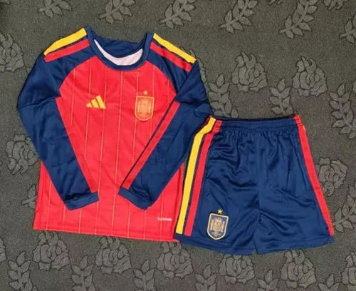 2026 Long Sleeve Spain Home Football Shirt AAA fan-grade Kids Size
