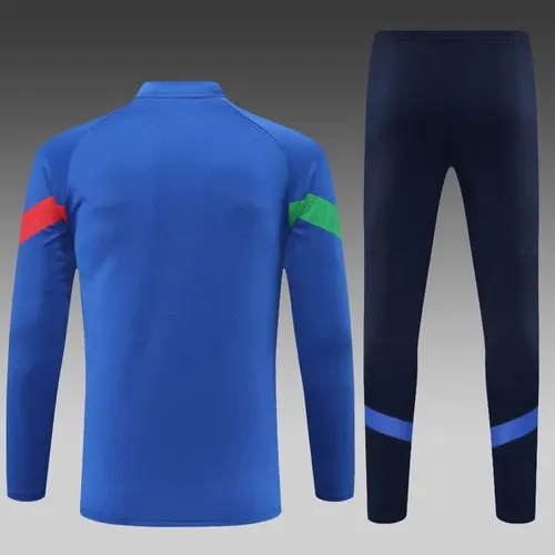 2022 Italy Half-Pull Training Suit Blue Soccer Shirt Set — view 2