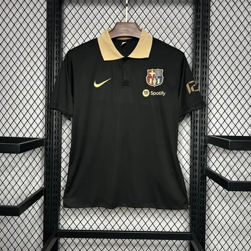 2024/2025 برشلونة بولو أسود قميص كرة قدم جودة تايلاندية