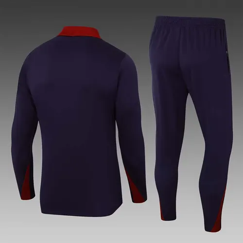 2024 England Half-Pull Training Suit Purple Soccer Jersey Set — view 2