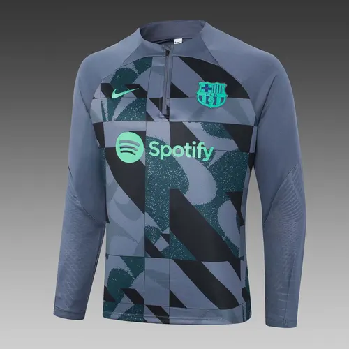 2023/2024 Barcelona Half-Pull Training Suit Gray Jersey Set — view 3