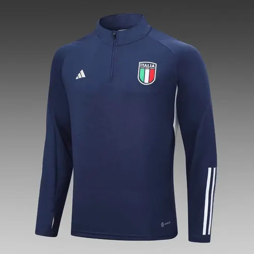2023 Italy Half-Pull Training Suit Royal Blue Soccer Shirt Set — view 3