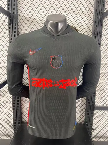 2024/2025 Camiseta de Fútbol Visitante Manga Larga Versión Jugador Barcelona x Travis Scott Collab Calidad Tailandesa