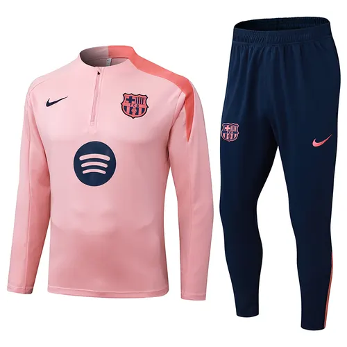 2025/2026 Barcelona Half-Pull Training Suit pink Jersey Set — view 1