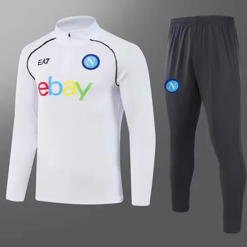 2023-2024 Napoli Half-Pull Training Suit White Football Shirt AAA fan-grade Set