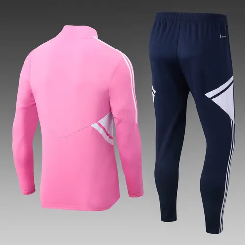 2022/2023 Lyonnais Half-Pull Training Suit Pink Football Shirt Set — view 2