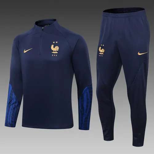 2022 Frankreich Half-Pull Trainingsanzug Königsblau Fußballtrikot-Set — view 1
