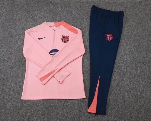 2025/2026 Barcelona Half-Pull Training Suit pink Jersey Set — view 7