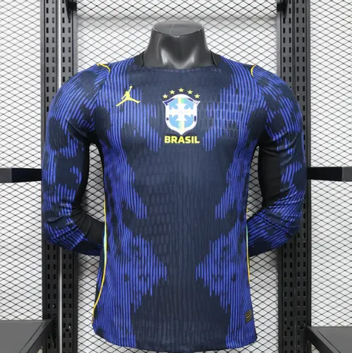 2026 長袖 プレイヤーバージョン Brazil アウェイフットボールジャージ AAAファングレード