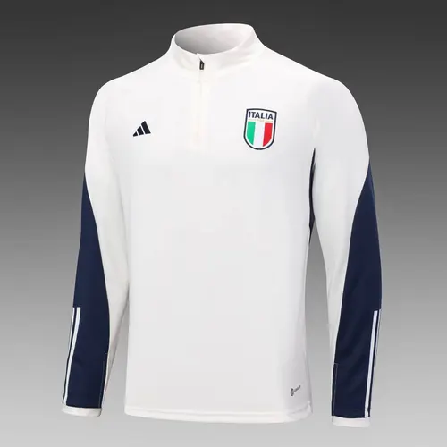 2023 Italy Half-Pull Training Suit Off-White Soccer Shirt Set — view 3