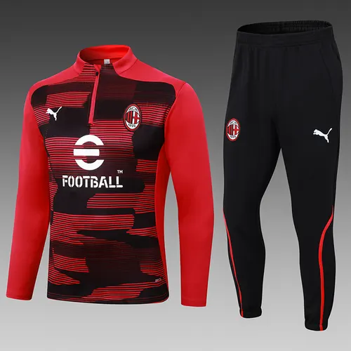Chándal de Entrenamiento 2024/2025 AC Milan Rojo-Negro Camiseta de Fútbol Calidad Tailandesa Set