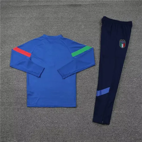 2022 Italy Half-Pull Training Suit Blue Soccer Shirt Set — view 4