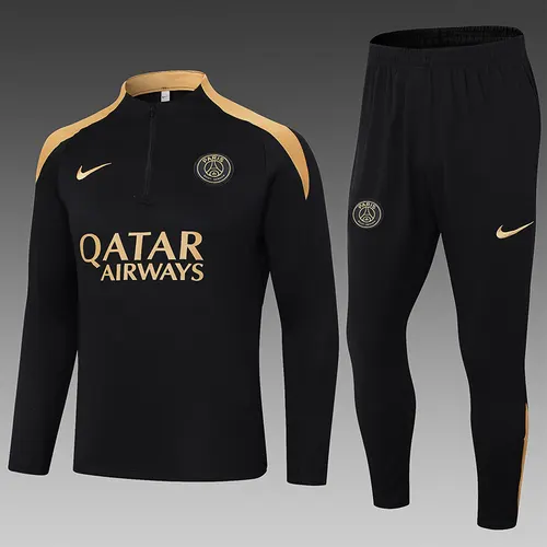 2024/2025 Psg パリ・サンジェルマン ハーフプル トレーニングスーツ ブラックイエロー カラーセット