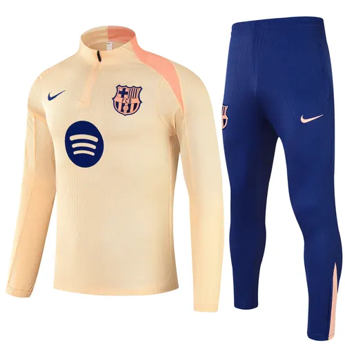 2025/2026 Barcelona beige Half-Pull Training Suit Jersey Set — view 1