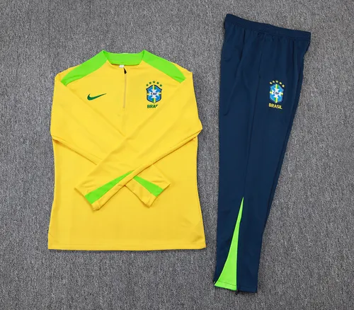 2025/2026 Brazil Half-Pull Training Suit Yellow Jersey Set — view 7