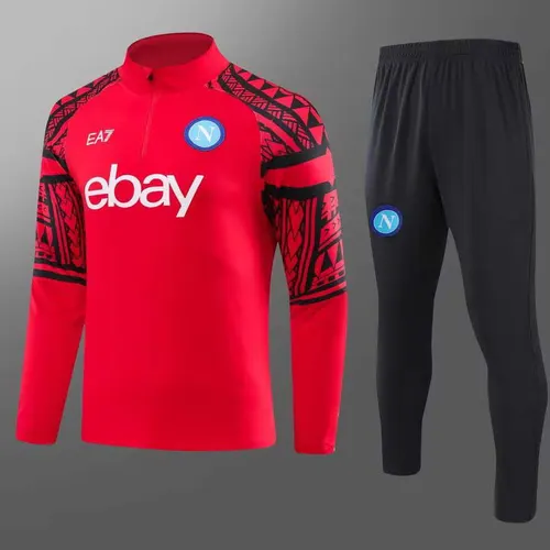 2023-2024 Napoli Half-Pull Training Suit Red Football Shirt AAA fan-grade Set