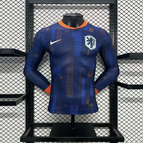 2024-2025 Long Sleeves Player Version Netherlands National Team Away Football Shirt