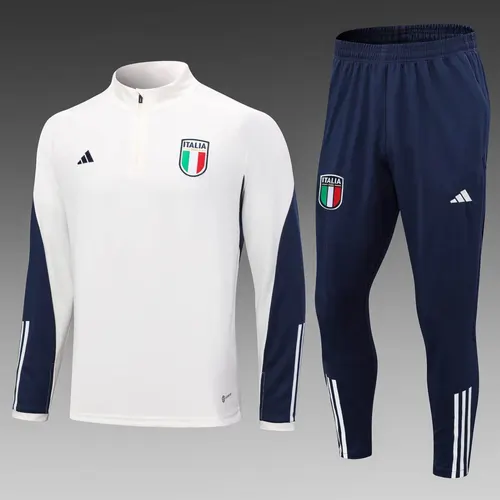 2023 Italy Half-Pull Training Suit Off-White Soccer Shirt Set — view 1