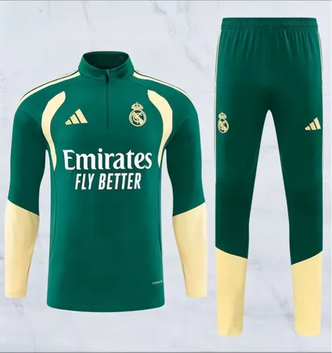 2026/2027 Real Madrid Conjunto de Treino Meio Puxado Verde Camisa de Futebol 1:1 Qualidade Tailandesa