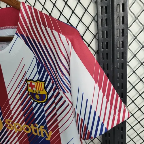 Camisa de Futebol Treino Barcelona Vermelha Branca Azul 2023/2024 — view 6