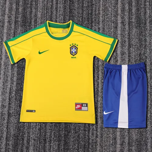 1998 Retro Brazil Home Football Shirt 1:1 Thai Quality Kids Size