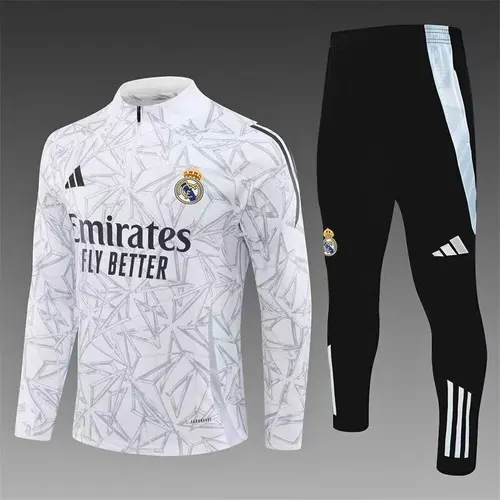 Conjunto de Treino Meio-Puxão Real Madrid Branco 2024/2025