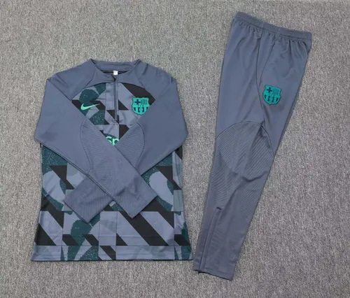 2023/2024 Barcelona Half-Pull Training Suit Gray Jersey Set — view 7