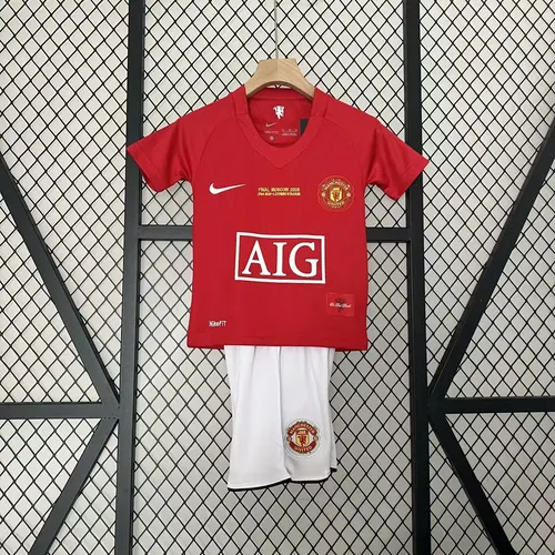 2007/2008 Retro Manchester United Home Champions League Edition Football Shirt AAA fan-grade Kids Size